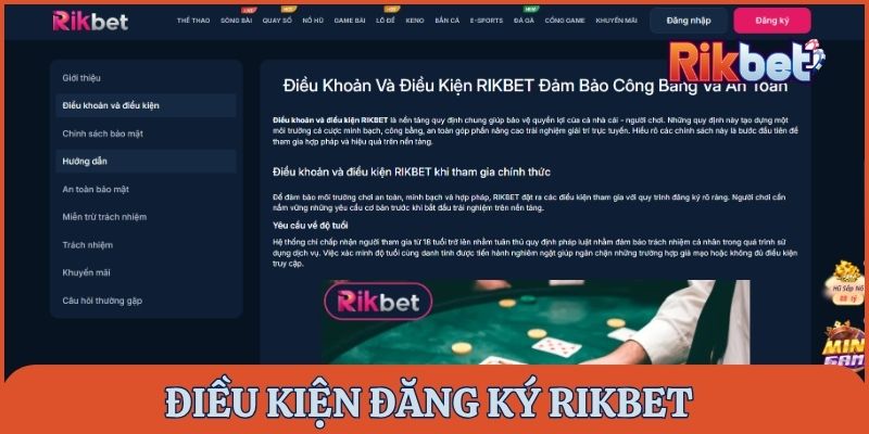 Điều kiện để đăng ký Rikbet thành công cho người mới
